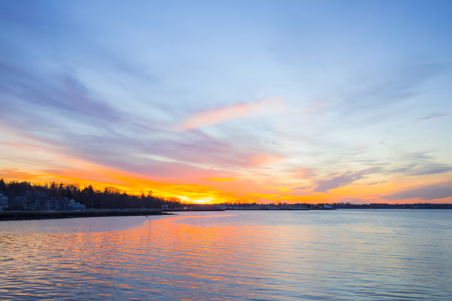 Newport sunset over the harbor