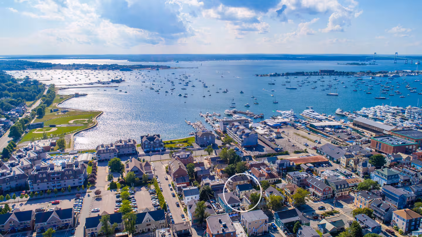 Aerial drone view of Waypoint Cottage location in Newport